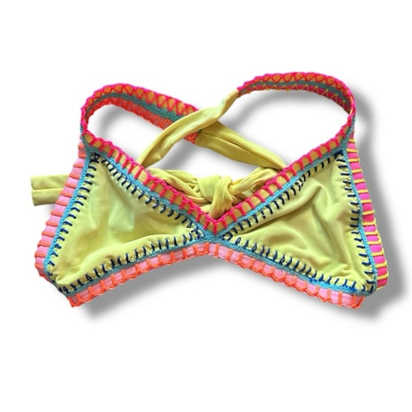 Platinum Inspired by Solange Ferrarini Neon Yellow Triangle Bikini Top Sz Small - Picture 3 of 10
